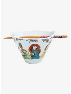 Ramen Bowls Disney Princess Floral Group Portrait Ramen Bowl With Chopsticks