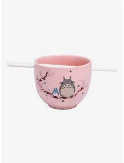 Ramen Bowls Our Universe Studio Ghibli My Neighbor Totoro Cherry Blossoms Ramen Bowl With Chopsticks - BoxLunch Exclusive