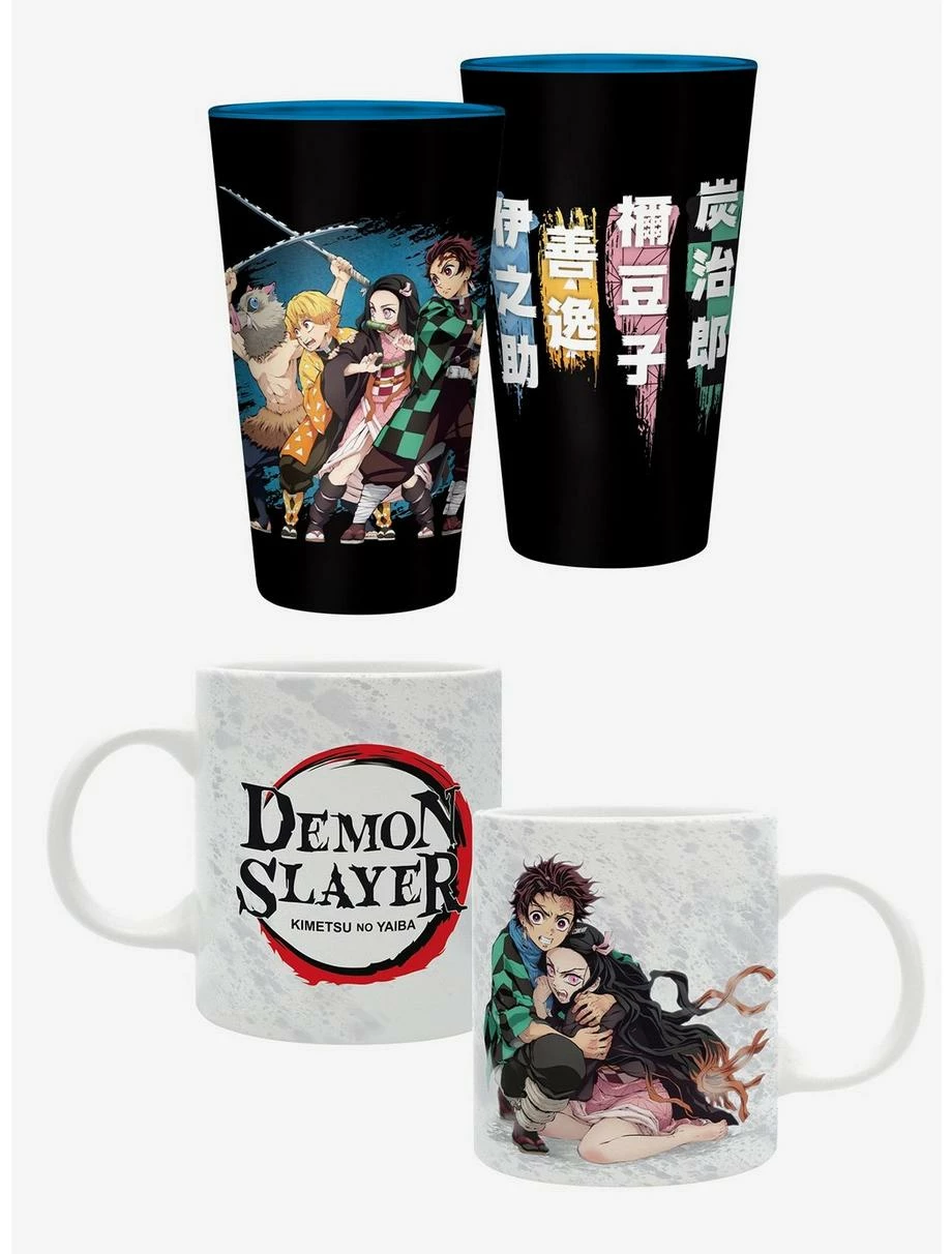 Mugs Demon Slayer: Kimetsu No Yaiba Glass And Mug 3 Mugs Demon Slayer: Kimetsu No Yaiba Glass And Mug