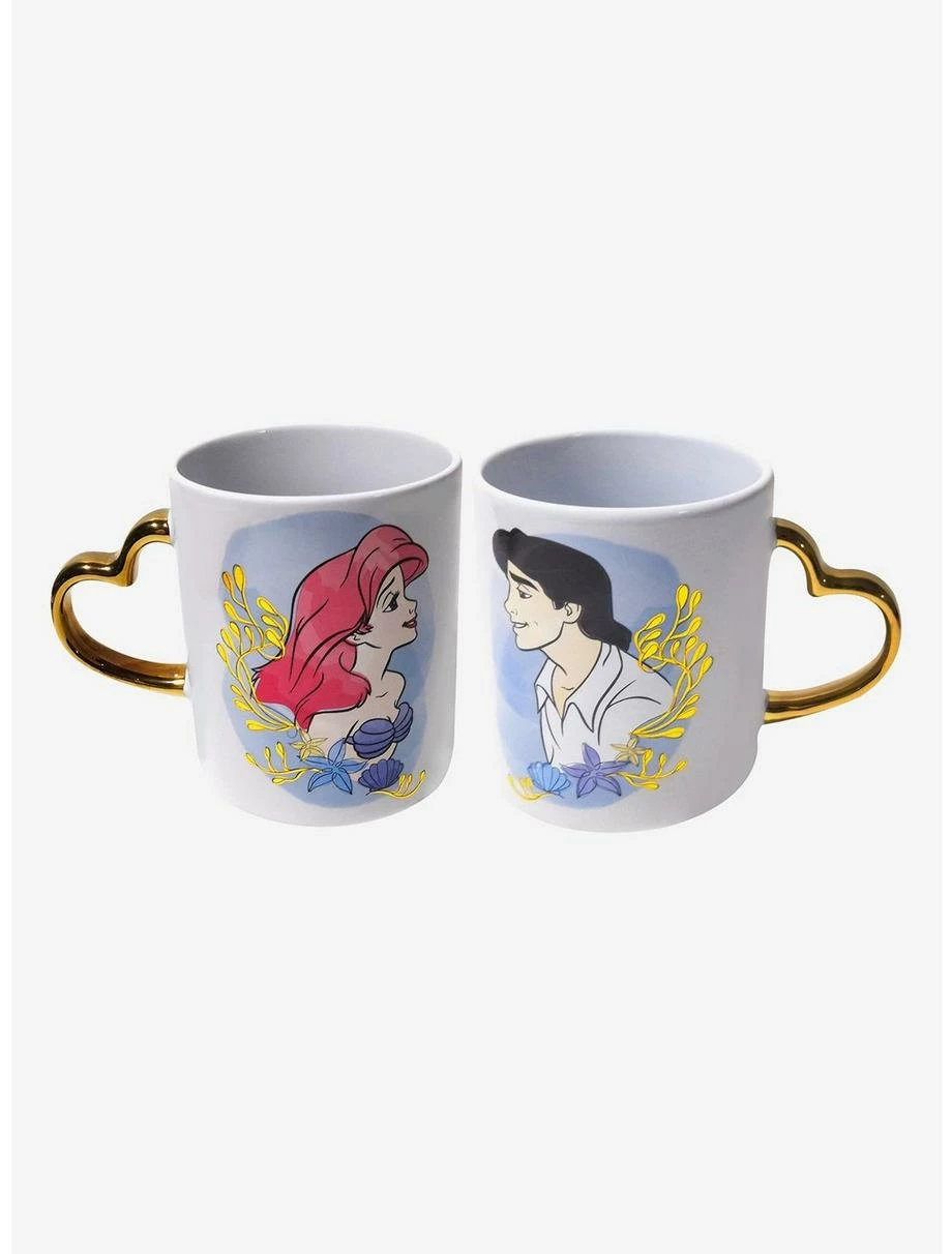 Mugs Disney The Little Mermaid Ariel & Prince Eric Heart Handle Mug Set - BoxLunch Exclusive 3 Mugs Disney The Little Mermaid Ariel & Prince Eric Heart Handle Mug Set - BoxLunch Exclusive