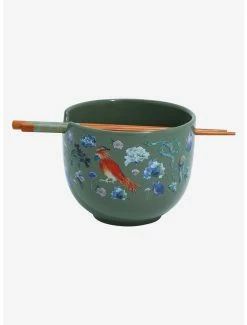 Ramen Bowls Harry Potter Floral Creatures Allover Print Ramen Bowl With Chopsticks